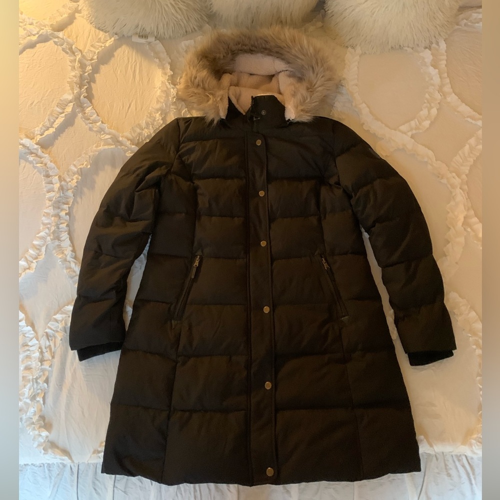 Women's Faux-Fur-Trim Hooded Puffer Coat from Lauren